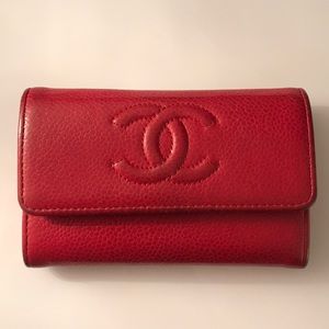 RED CHANEL WALLET/CARD HOLDER